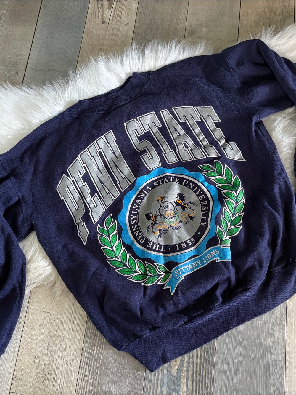 Vintage Penn State Navy Blue Graphic Crewneck Sweatshirt